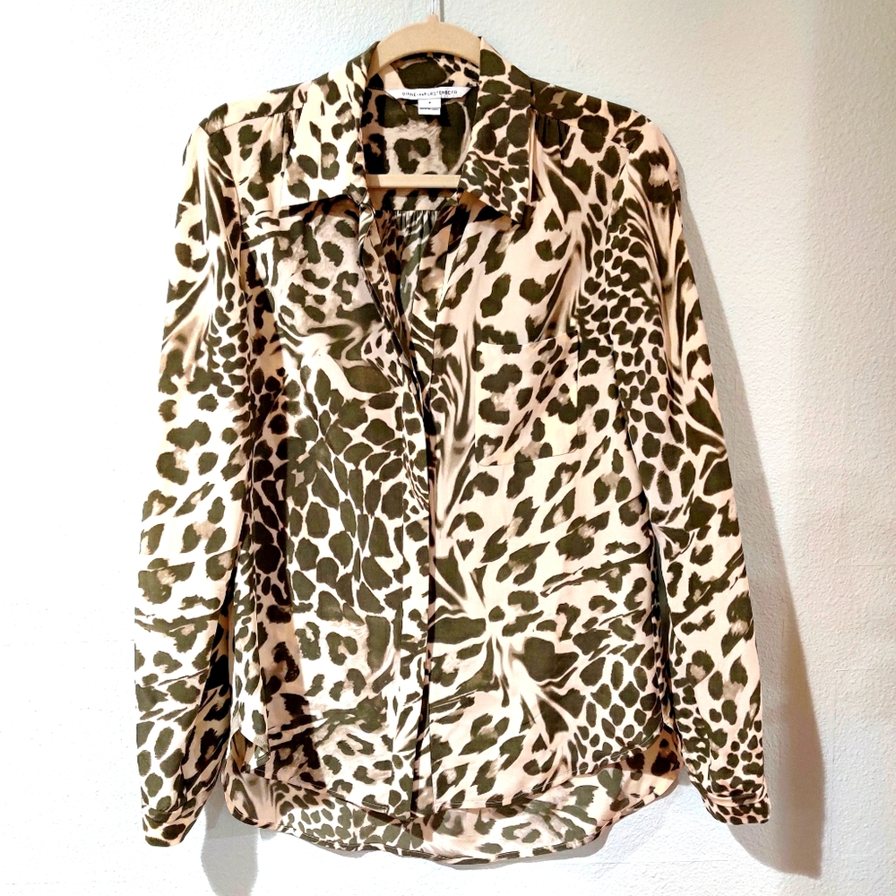Diane Von Furstenberg Lorelei 100% Silk Shirt 4